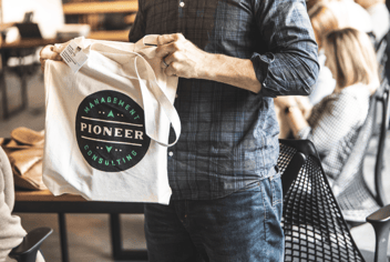 pioneer management consulting tote bag with new logo 