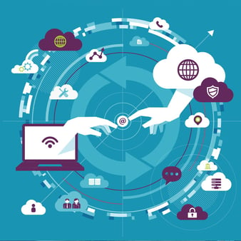 Graphic representing streamlined data to one centralized source