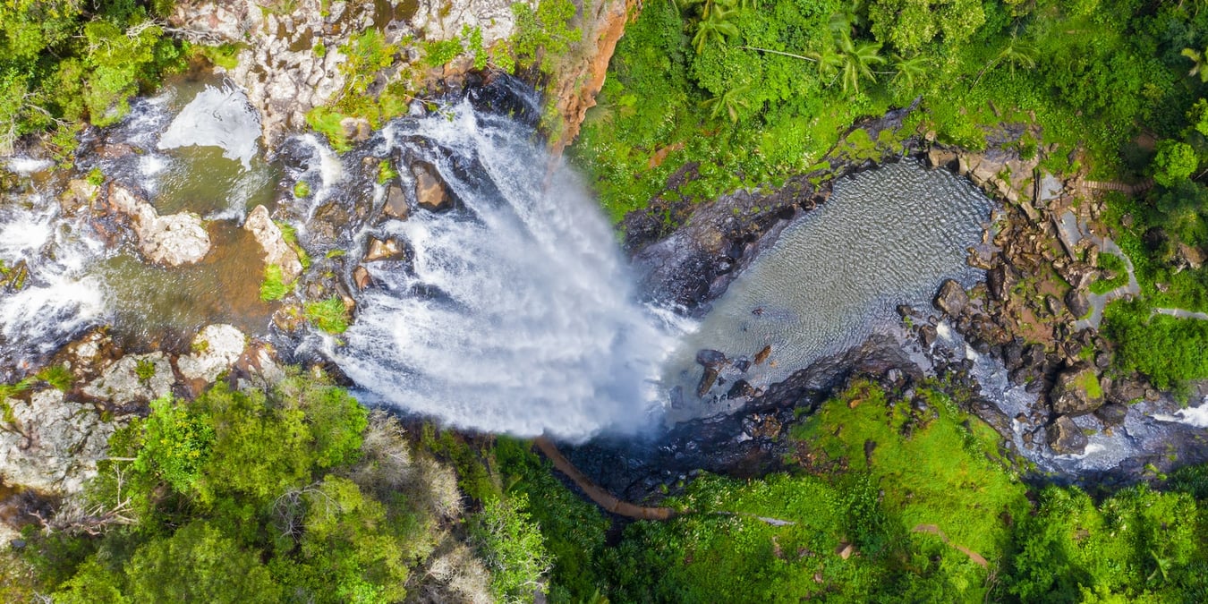 A waterfall from above.